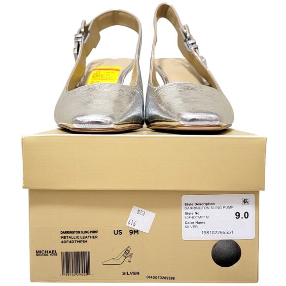 Michael Michael Kors Darrington Slingback Pump Heel Size US 9M Silver Metallic - Picture 4 of 4